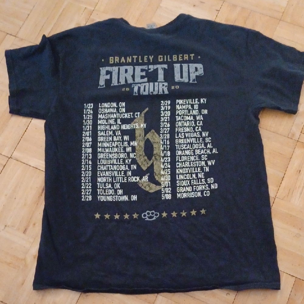 Brantley Gilbert Black Short Sleeve Tee Concert Tee Shirt Size Large